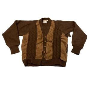 Vintage 70s Milwaukee Knit Woven Wool Cardigan